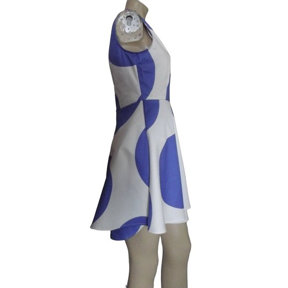 PJK Jr. Size Small White Purple-Blue Geo Dot Print Sleeveless Sheath Dress - Picture 6 of 12